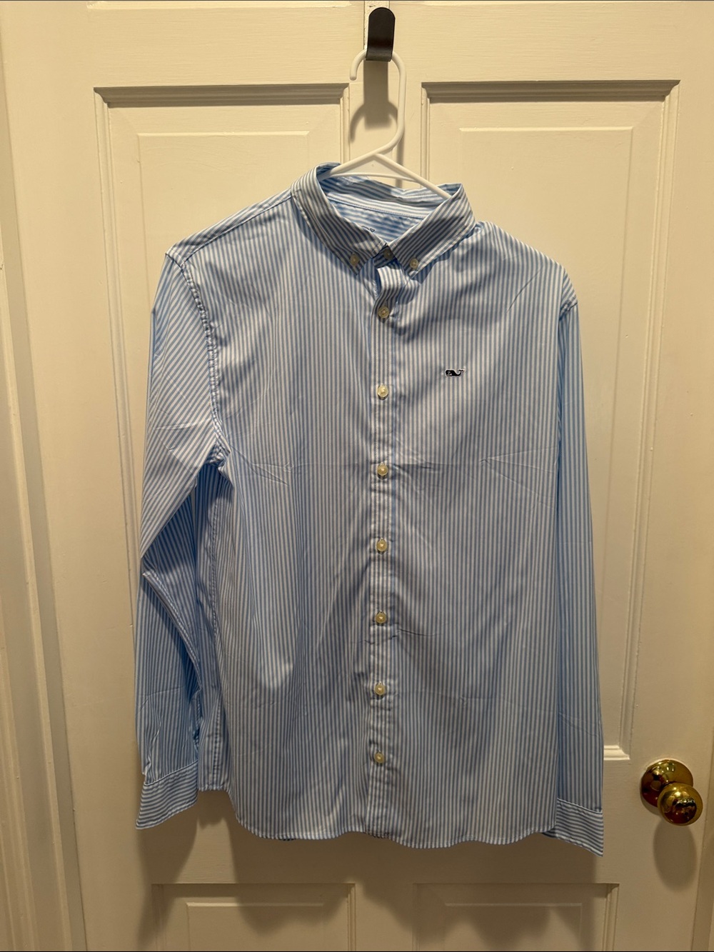 Vineyard Vines Light Blue and White Striped Button-Down Shirt